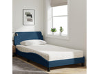 Bed with blue mattress 100x200 cm fabric