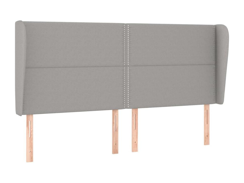 Headboard with wings, light grey, 183x23x118/128 cm, fabric