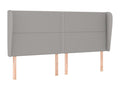 Headboard with wings, light grey, 183x23x118/128 cm, fabric