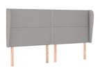 Headboard with wings, light grey, 183x23x118/128 cm, fabric