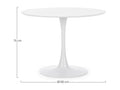 Round Tulip Dining Table in White Metal, L100 - Meublita