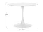 Round Tulip Dining Table in White Metal, L100 - Meublita