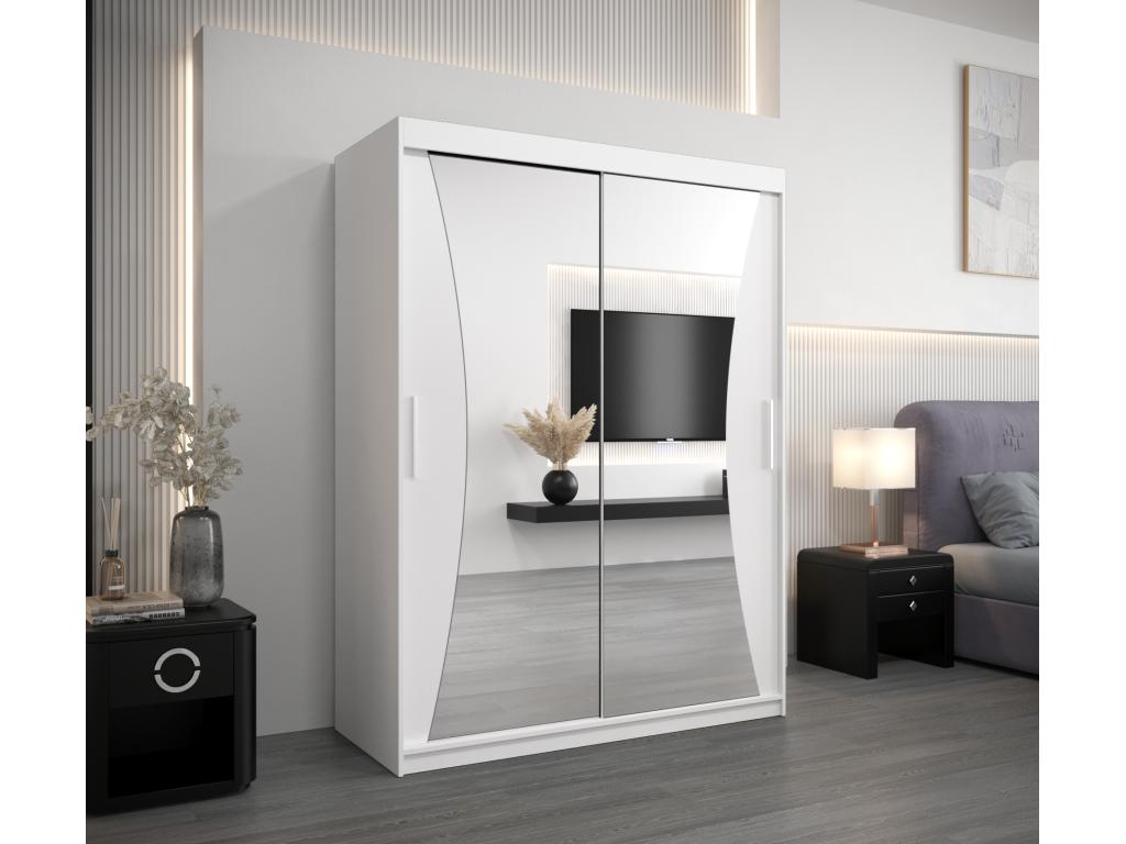 Doucezen Sliding Door Wardrobe 200/150/62 2 Doors White/White