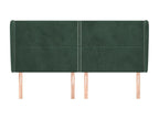 Headboard with wings, Dark Green, 183x23x118/128 cm, Velvet