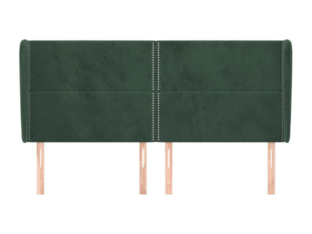 Headboard with wings, Dark Green, 183x23x118/128 cm, Velvet