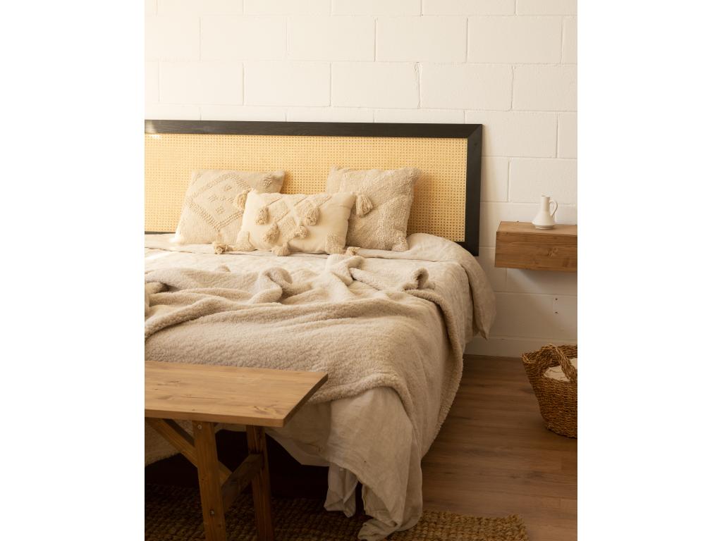 Pine wood and black cane headboard 100x60cm - Doucezen CANE - Doucezen