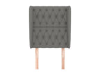 Headboard with wings, Dark Grey, 83x23x118/128 cm, Fabric