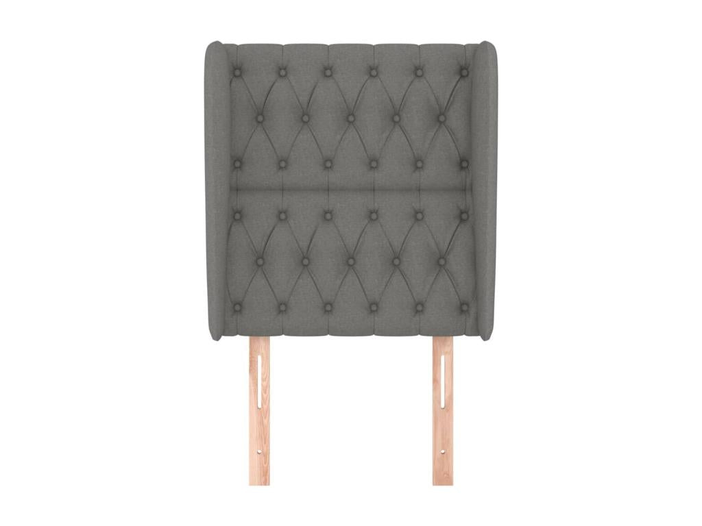 Headboard with wings, Dark Grey, 83x23x118/128 cm, Fabric