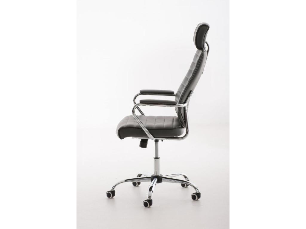 Office chair - Faux leather / Chrome-plated metal - Grey - Doucezen