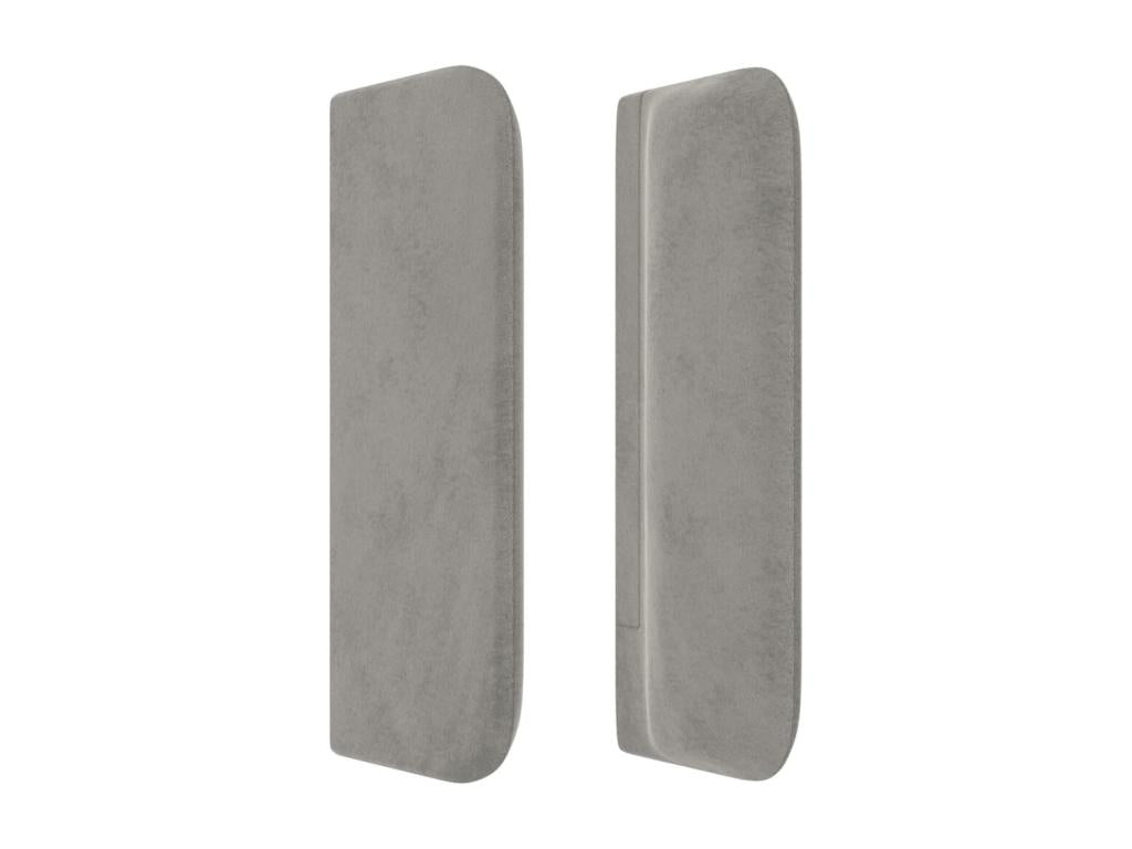 Headboard with wings, light grey, 203x16x78/88 cm, velvet