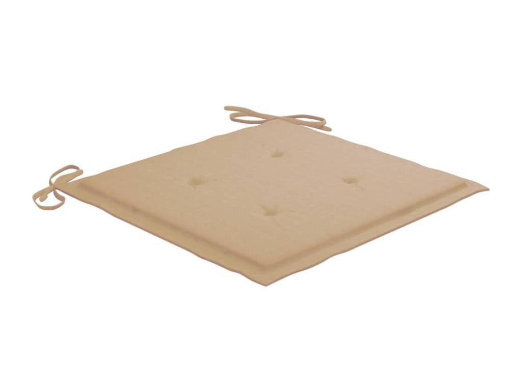 Garden chairs with beige cushions, 6 pieces, solid teak wood