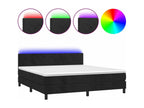 Doucezen bed base with LED mattress, black, 180x200cm, velvet