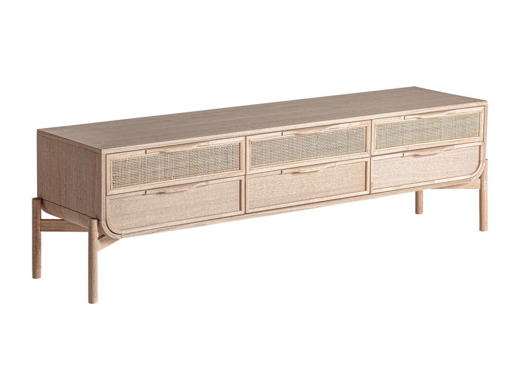 TV stand in light brown ash wood, 170x40x50 cm