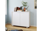 White 90cm Wide Sideboard with 2 Doors and 4 Shelves on Doucezen