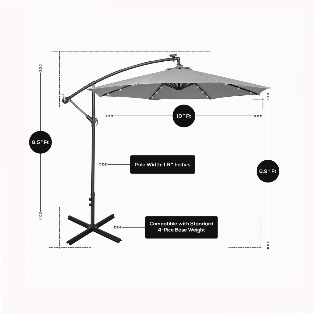 10 Ft. Solar Power Lighted Patio Umbrella with Base Stand