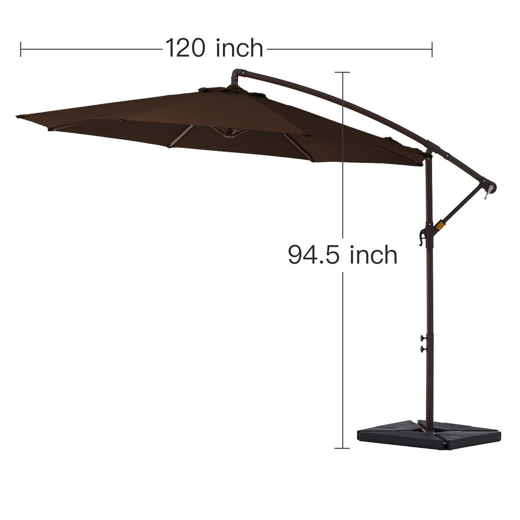 10 ft Steel Crank-lift Cantilever Umbrella With Weighted Base