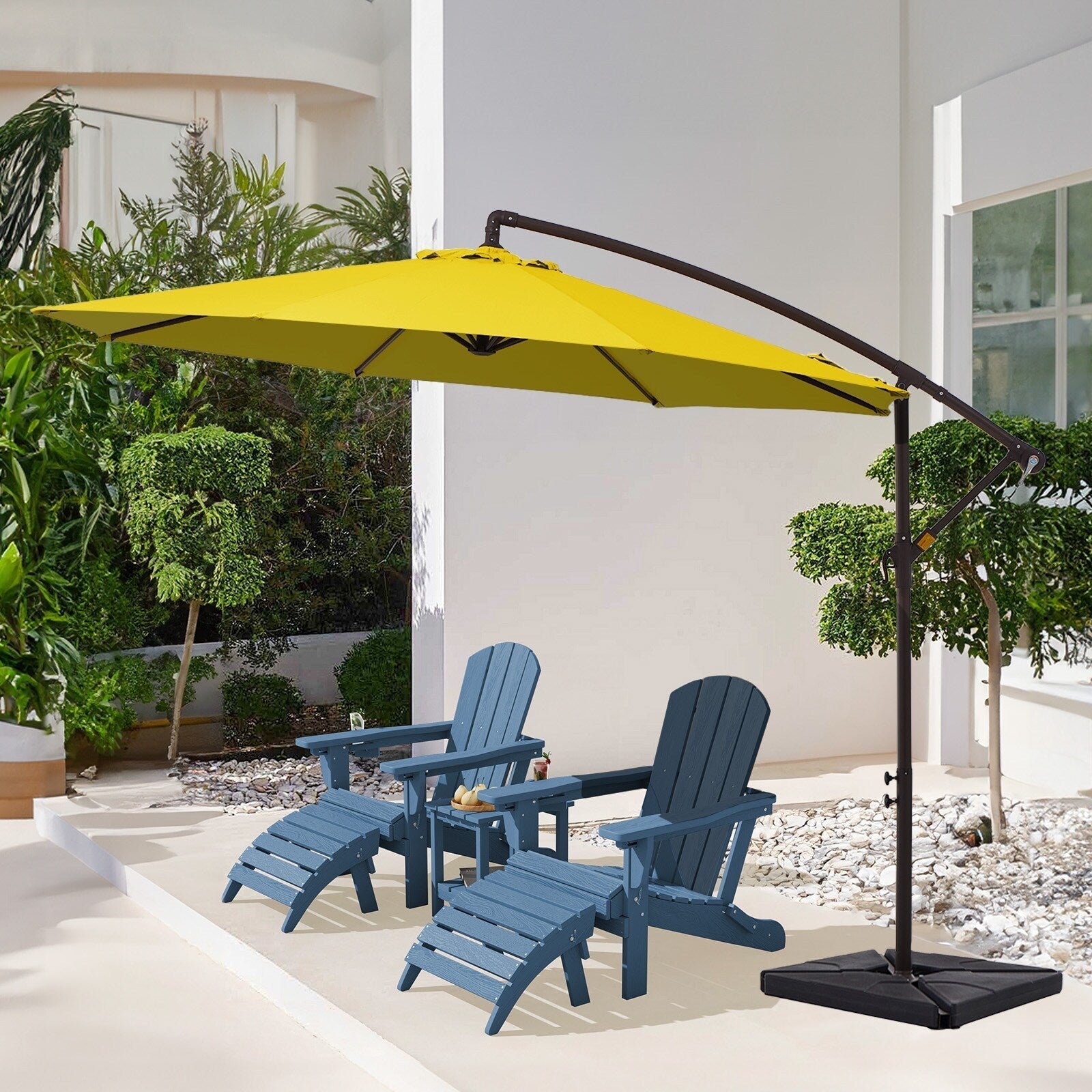 10 ft Steel Crank-lift Cantilever Umbrella With Weighted Base