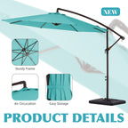 10 ft Steel Crank-lift Cantilever Umbrella With Weighted Base