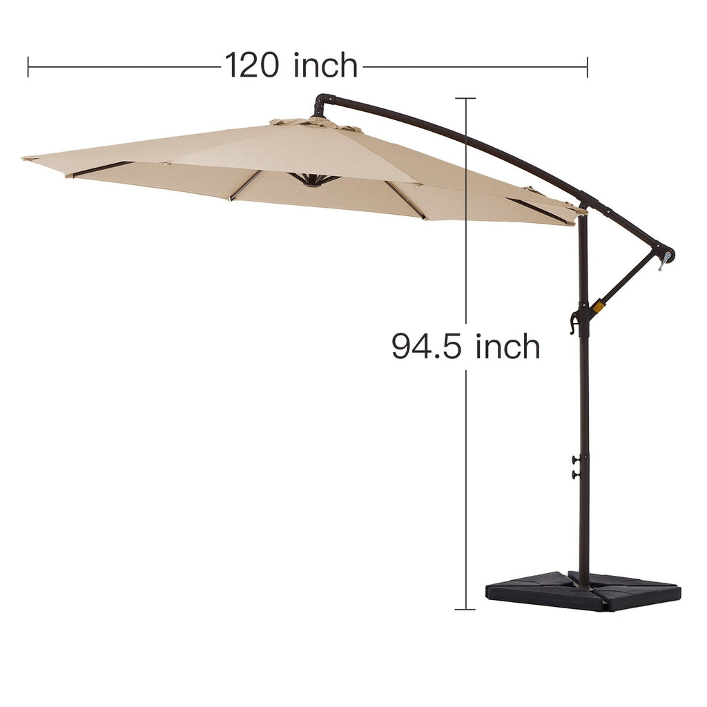 10 ft Steel Crank-lift Cantilever Umbrella With Weighted Base