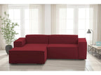 Doucezen Fixed Sofa Large Modular 2-Seater Sofa with Left-Hand Peninsula Made in Italy Modern Fabric Sofa 240x170x70 cm Red