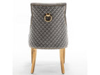 Doucezen velvet upholstered chair with ring on the back and gold metal legs - Set of 2 - Grey