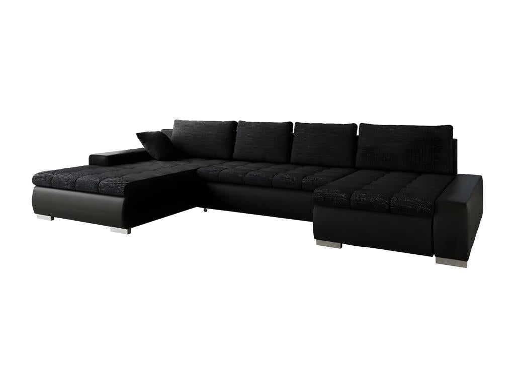 Doucezen reversible corner sofa bed with storage - 394x213x80 cm - Black