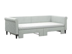 Daybed with pull-out bed and light grey 90x200cm velvet mattress