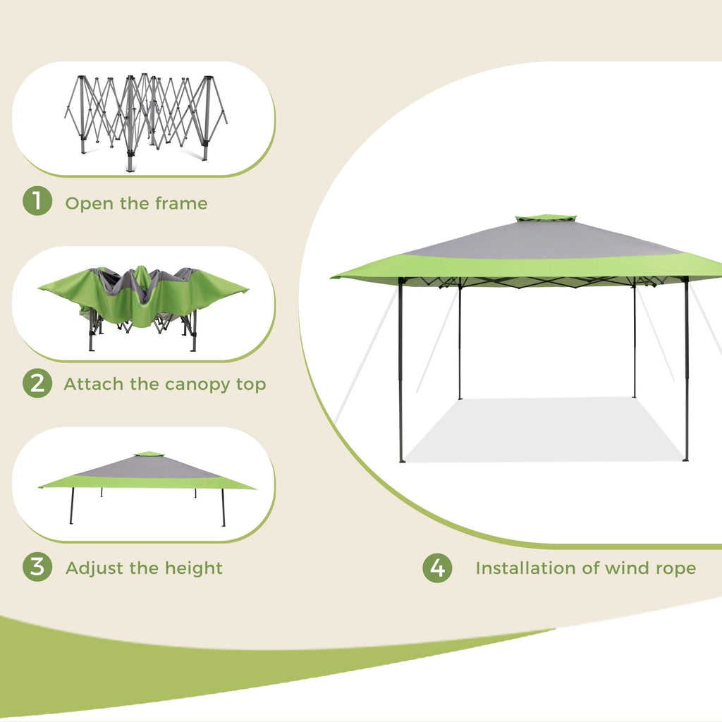 13' x 13' Outdoor Canopy Patio Gazebo Reinforced garden Pop-up Canopy Tentwith Elegant Corner Curtain - 13x13ft
