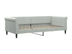 Daybed with pull-out bed and light grey 90x200cm velvet mattress