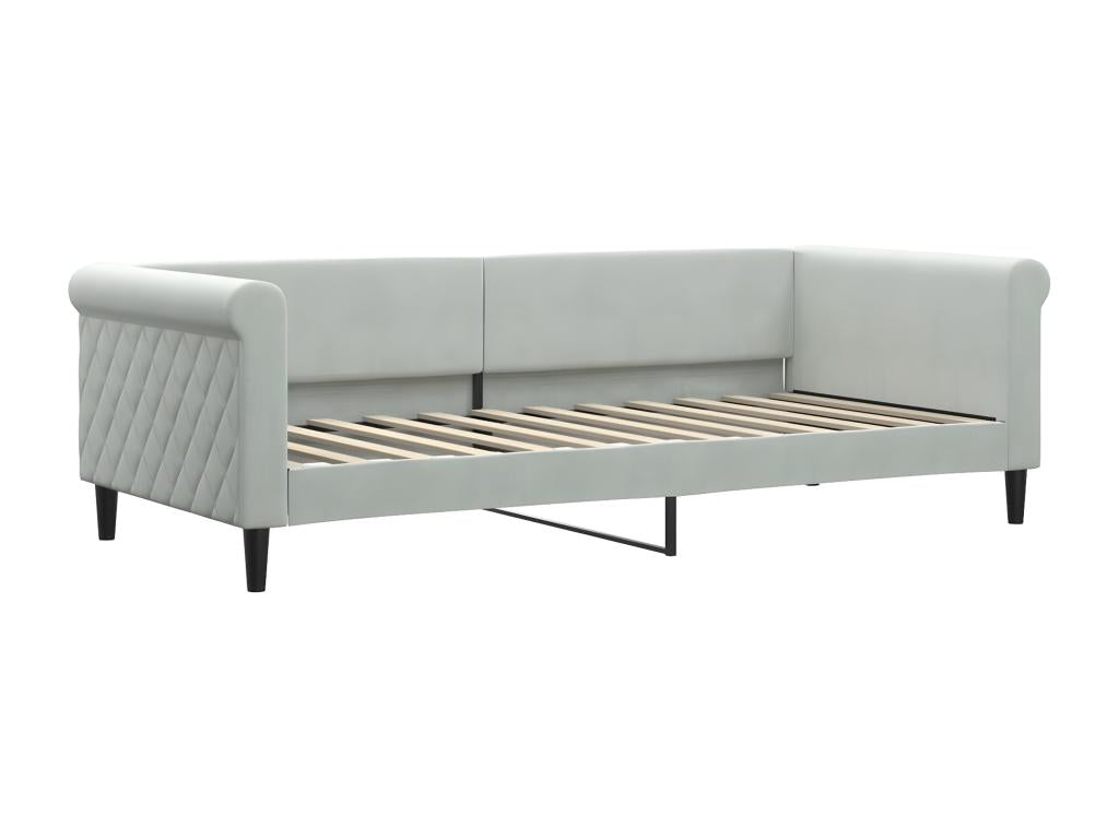 Daybed with pull-out bed and light grey 90x200cm velvet mattress