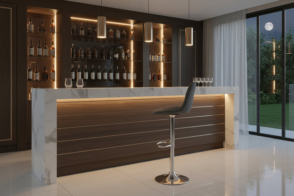 2x Doucezen-A67 bar stools/counter chairs - grey fabric