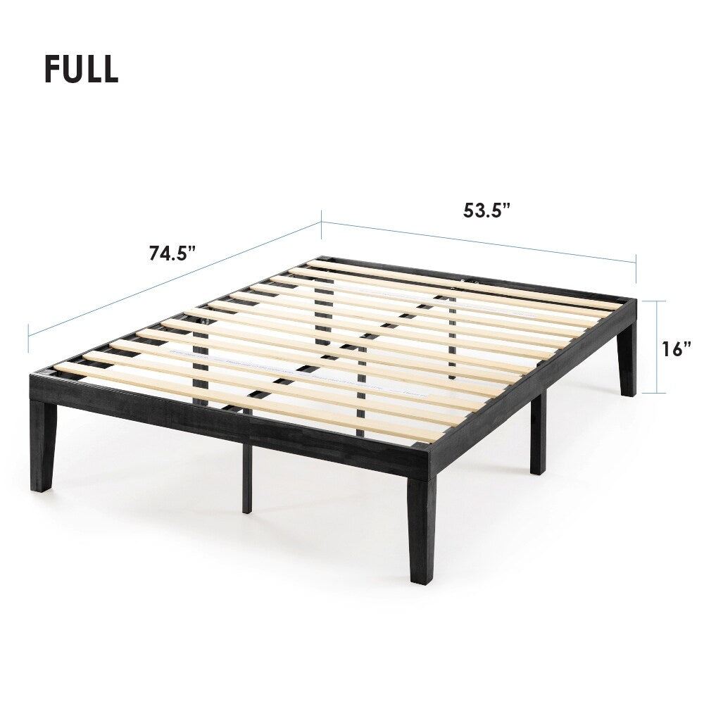 16 Inch Classic Solid Wood Platform Bed Frame in Multiple Finishes