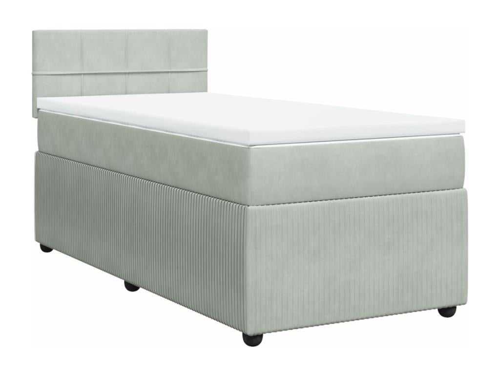 Doucezen bed base and mattress, light grey, 90x190 cm, velvet