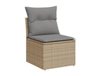 10-piece garden furniture set and cushions, méMeublita beige woven resin