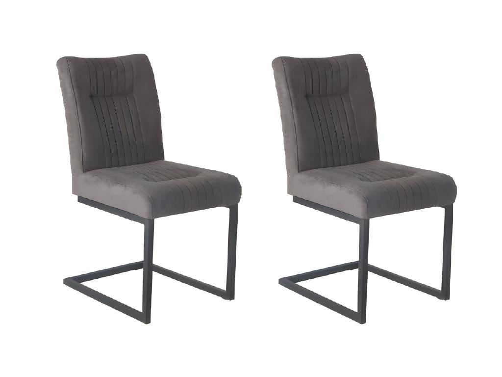 Set of 2 Doucezen dark velvet chairs with black metal designer legs - Doucezen