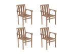 Stackable garden chairs, 4 pieces, solid teak wood