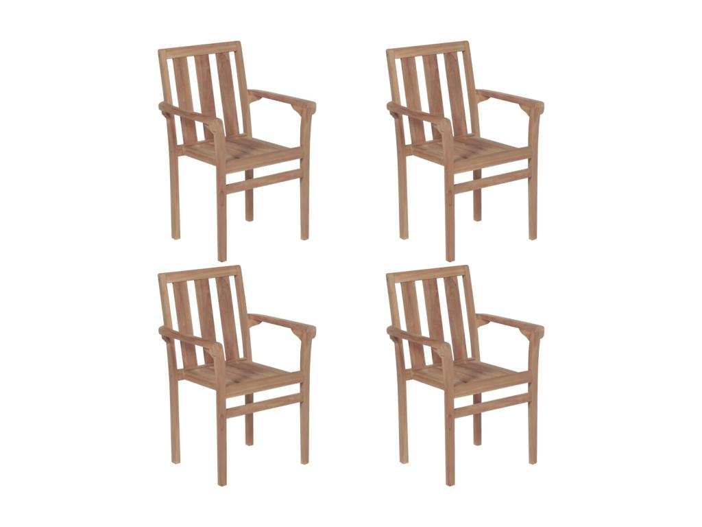 Stackable garden chairs, 4 pieces, solid teak wood
