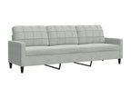 3-piece sofa set with cushions, light grey velvet