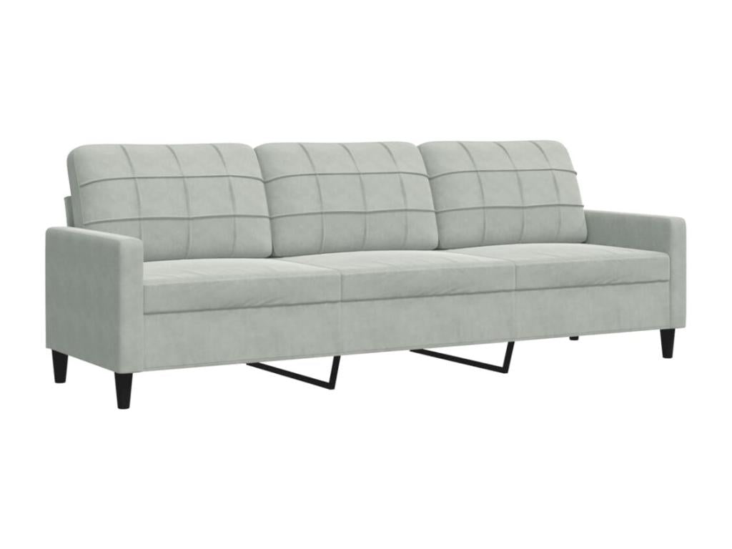 3-piece sofa set with cushions, light grey velvet