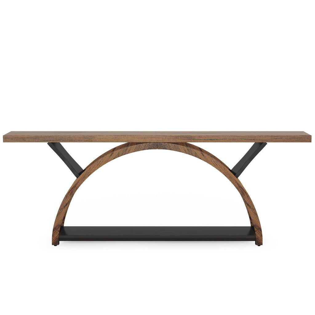 2-Tier Narrow Long Console Sofa Table with Semi-Circular Frame for Entryway,Gray Hallway Accent Tables
