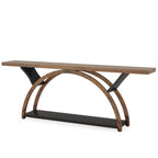 2-Tier Narrow Long Console Sofa Table with Semi-Circular Frame for Entryway,Gray Hallway Accent Tables