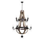 12 Light French Country Style Two Tier Wine Barrel Chandelier