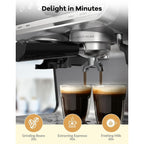 20 Bar Semi Automatic Espresso Machine With Grinder and Milk Frother Wand