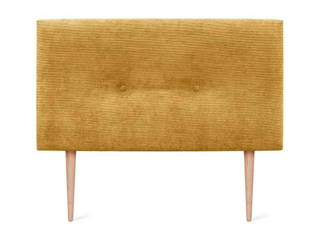 Doucezen Plain Corduroy Headboard with Buttons 110x115 with Bed Legs 105 - Mustard