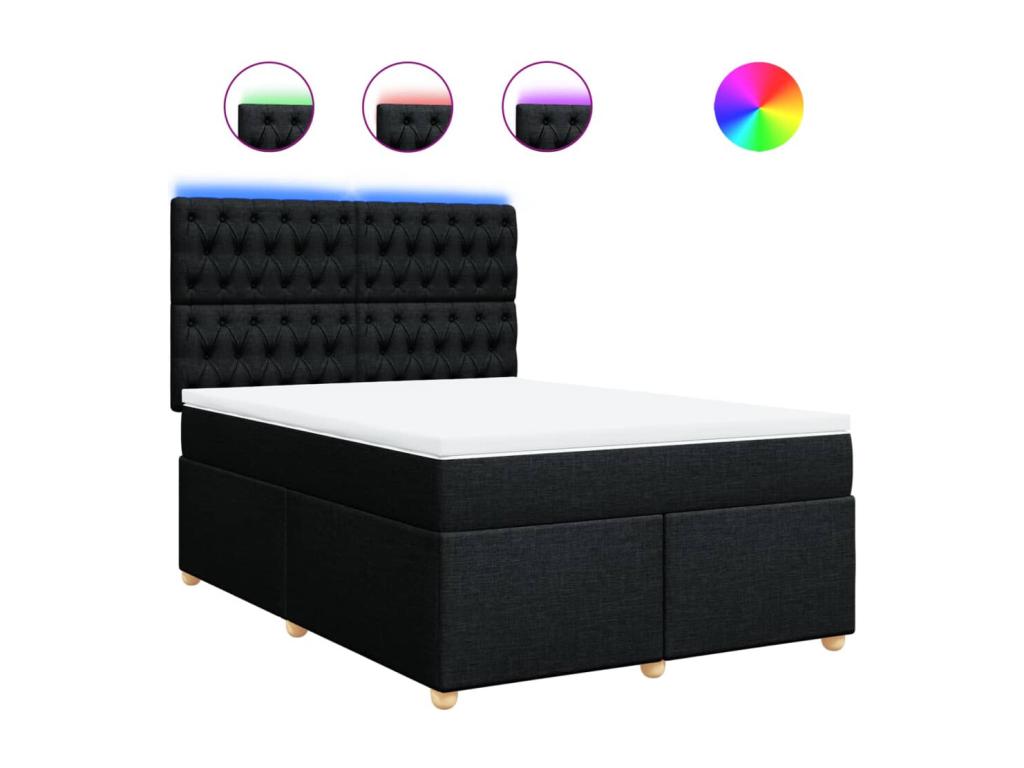 Doucezen bed base with black mattress, 140x190 cm, fabric