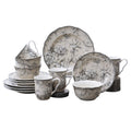 222 Fifth Adelaide 16-Piece Porcelain Dinnerware Set with Round Plates, Bowls, and Mugs, Antique White