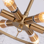 23.6 in. Modern Gold Crystal Chandelier 6-Light Glam Drum Pendant Light for Kitchen Island Dining Room