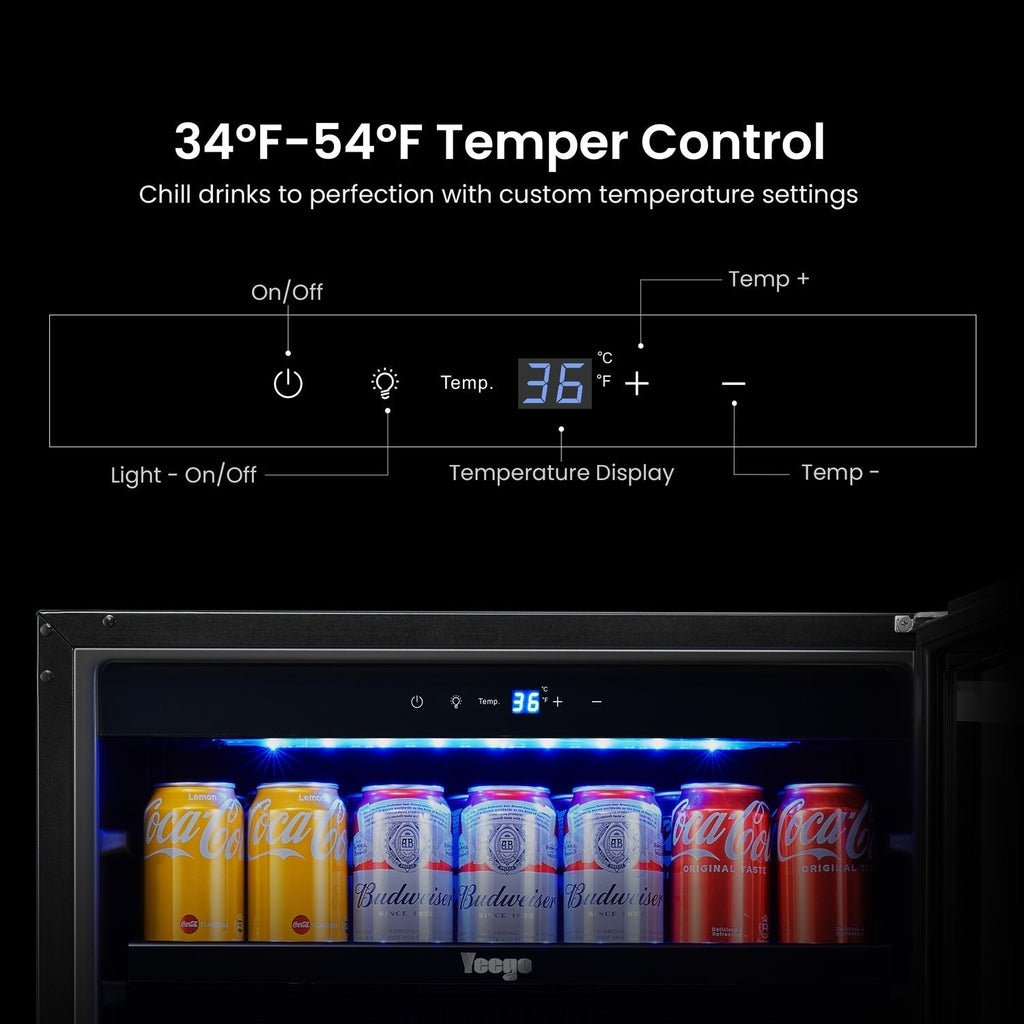 24 Inch Beverage Fridge 140 Can Beverage Refrigerator for Soda Wine Drinks - 24 inch