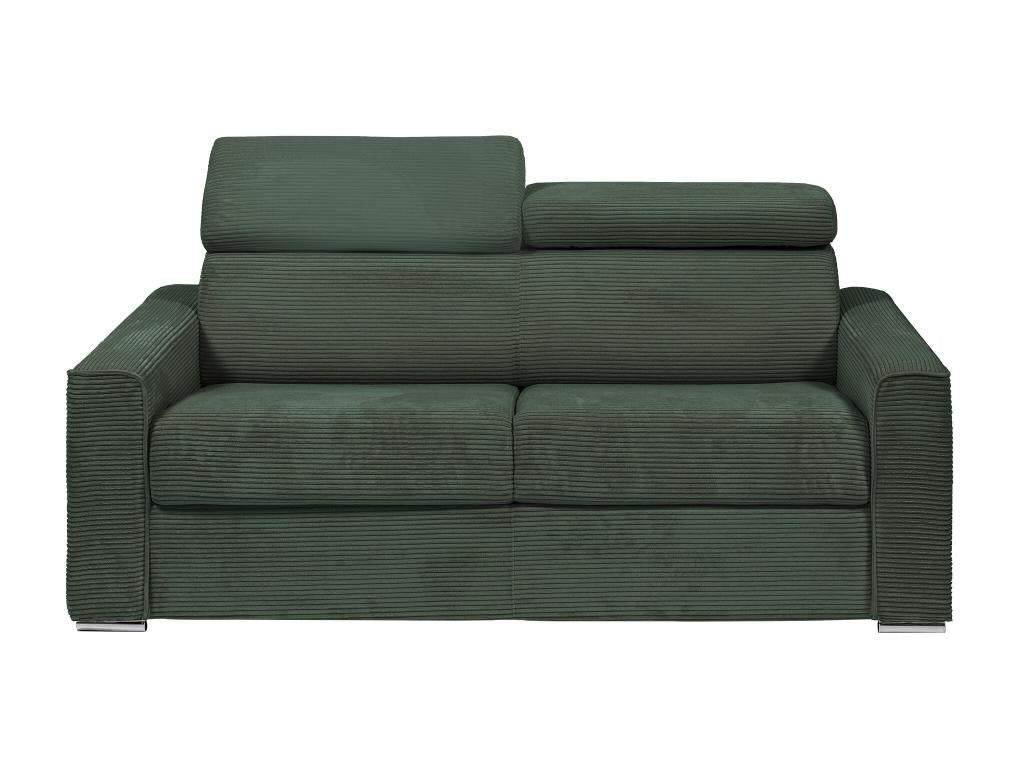 4-seater express convertible sofa in green corduroy - 160cm wide sleeping area - 18cm mattress - Doucezen