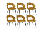 Doucezen - Set of 6 Mustard Yellow Velvet Chairs with Black Metal Legs